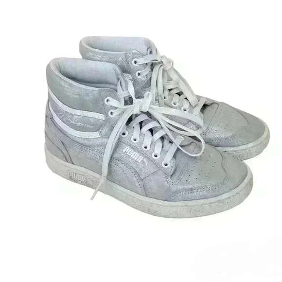 Puma silver high tops Shoes   Sz 6 - Picture 2 of 11